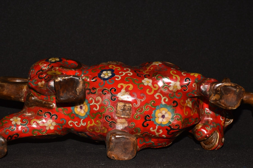 Pure copper cloisonn é filigree bullfighting ornament