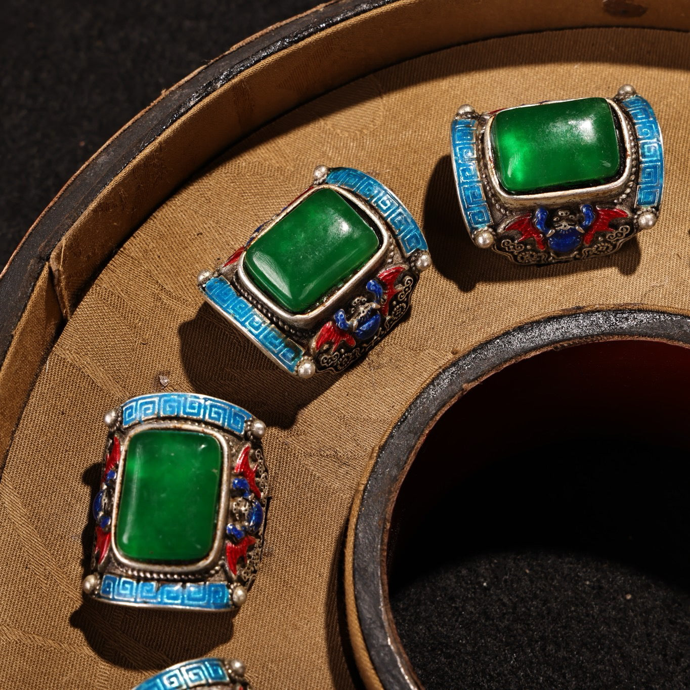 A box of Chinese antique rings