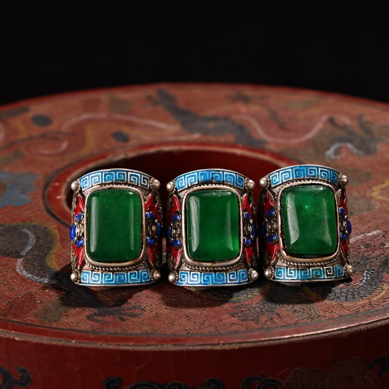 A box of Chinese antique rings