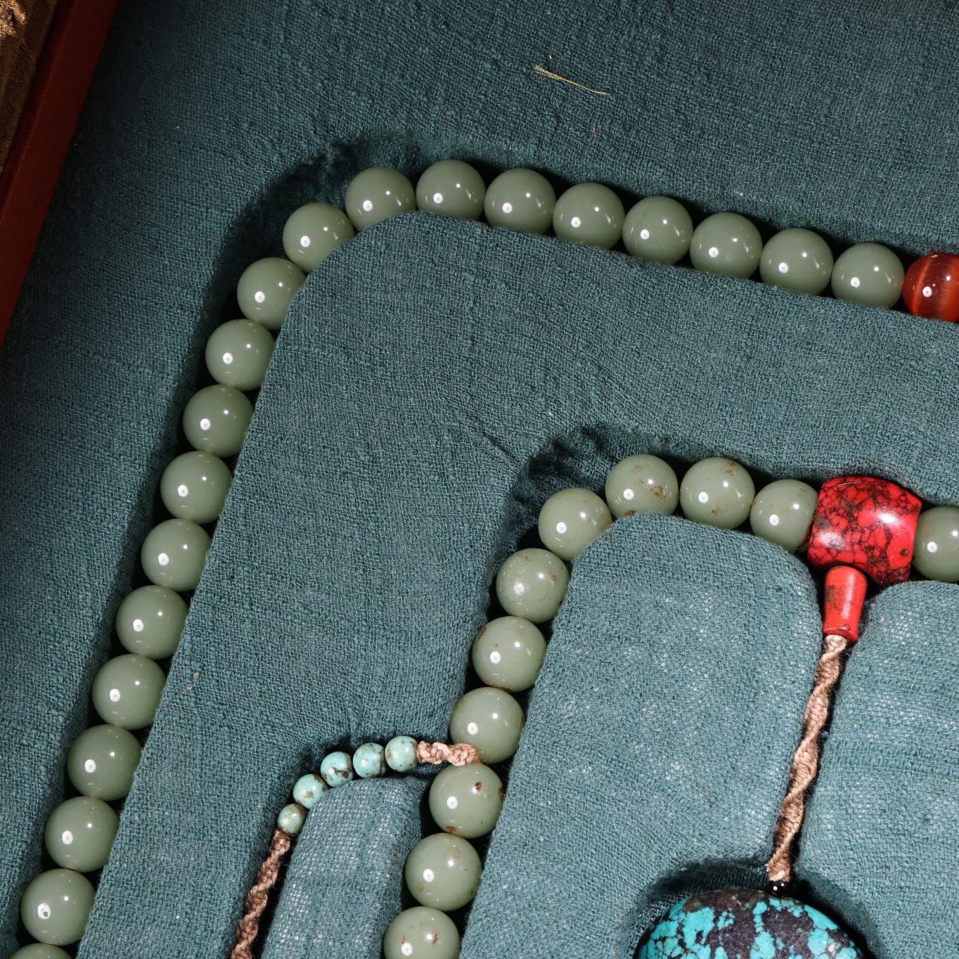 A box of Chinese antique court beads
