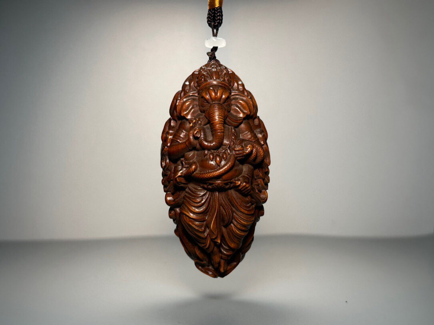 Chinese antique boxwood carved elephant deity