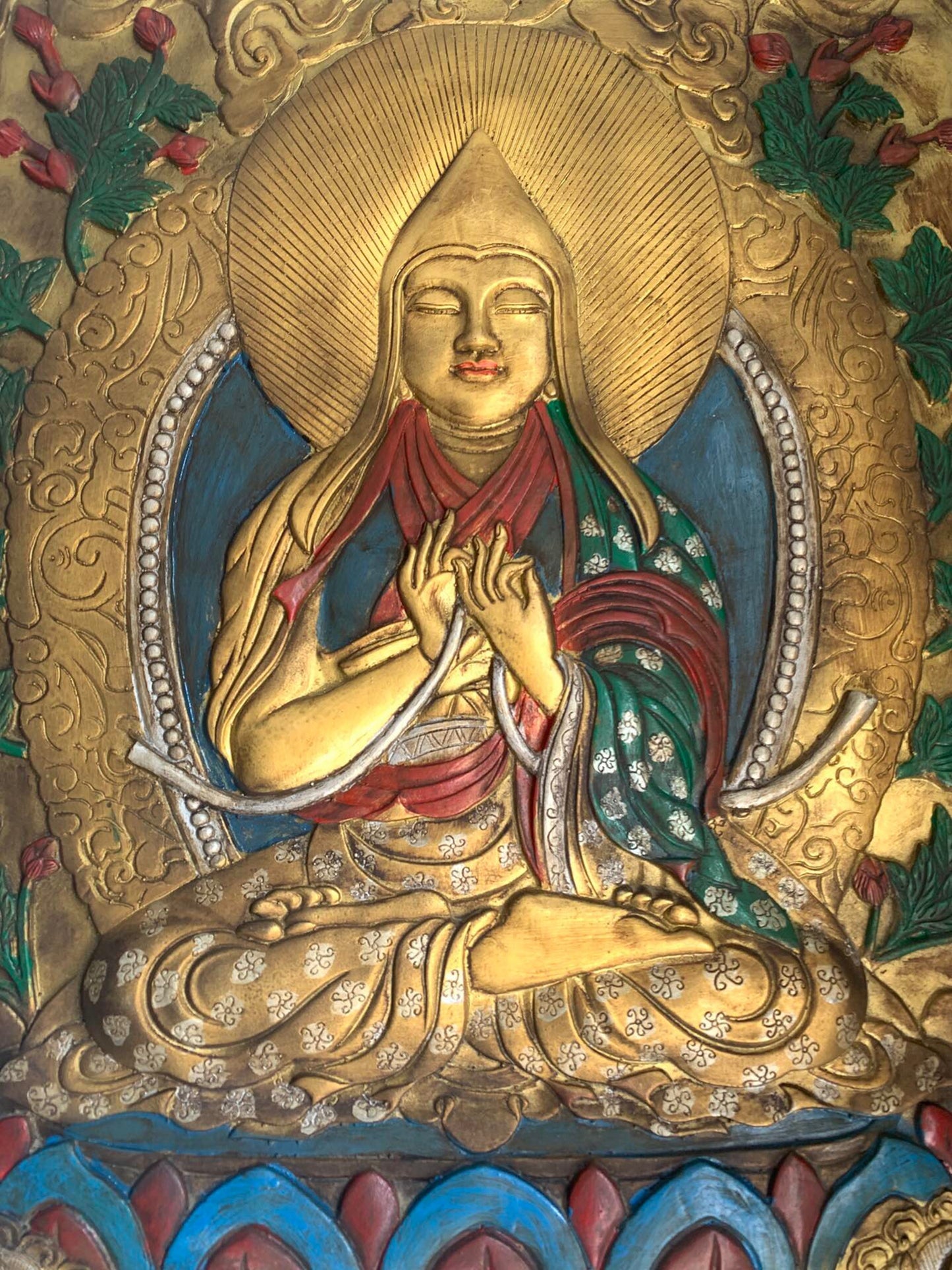 Chinese antique pure copper Tibetan Buddhist Tsongkhapa thangka