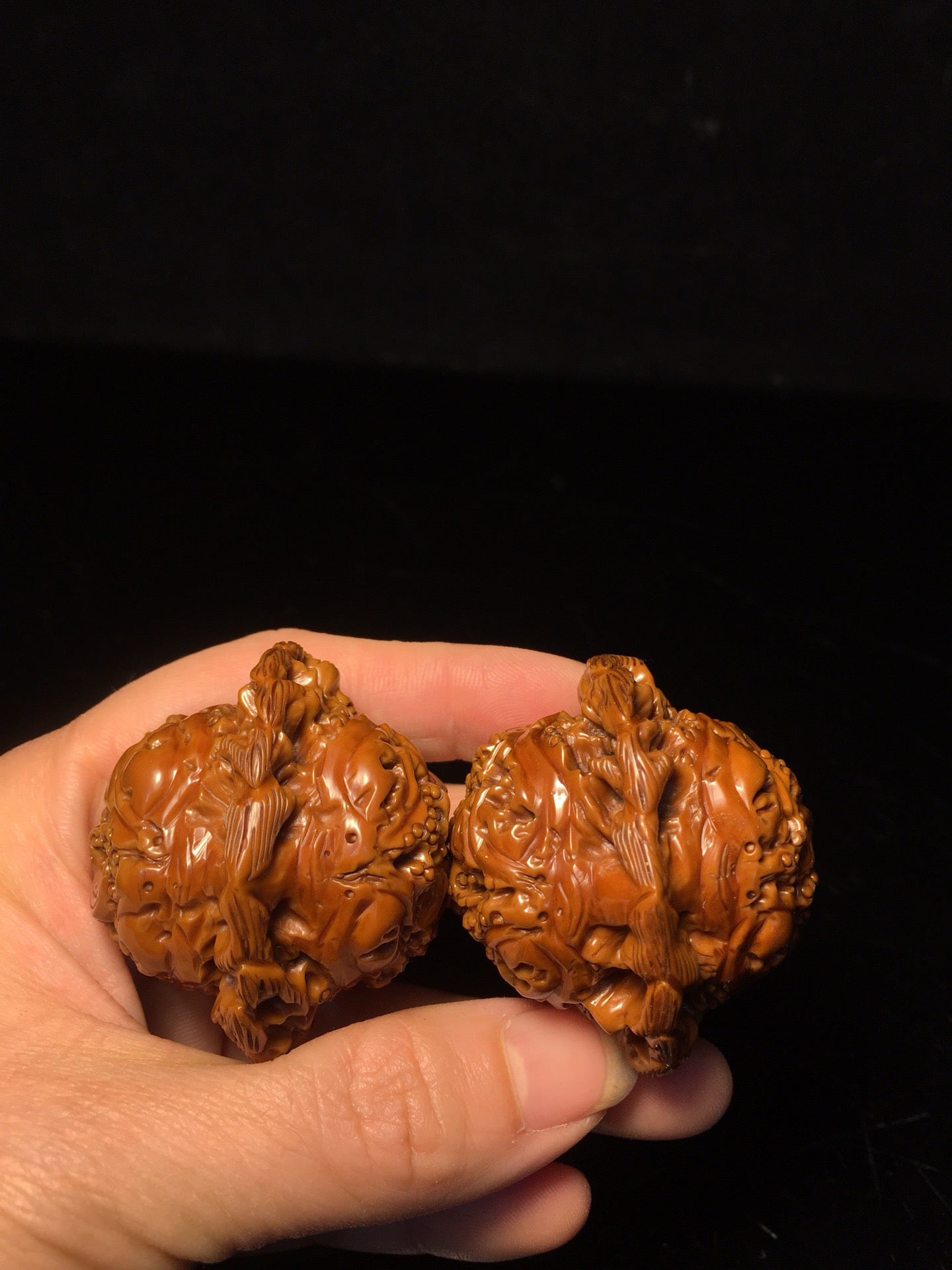 Chinese antique walnut handmade carved golden toad