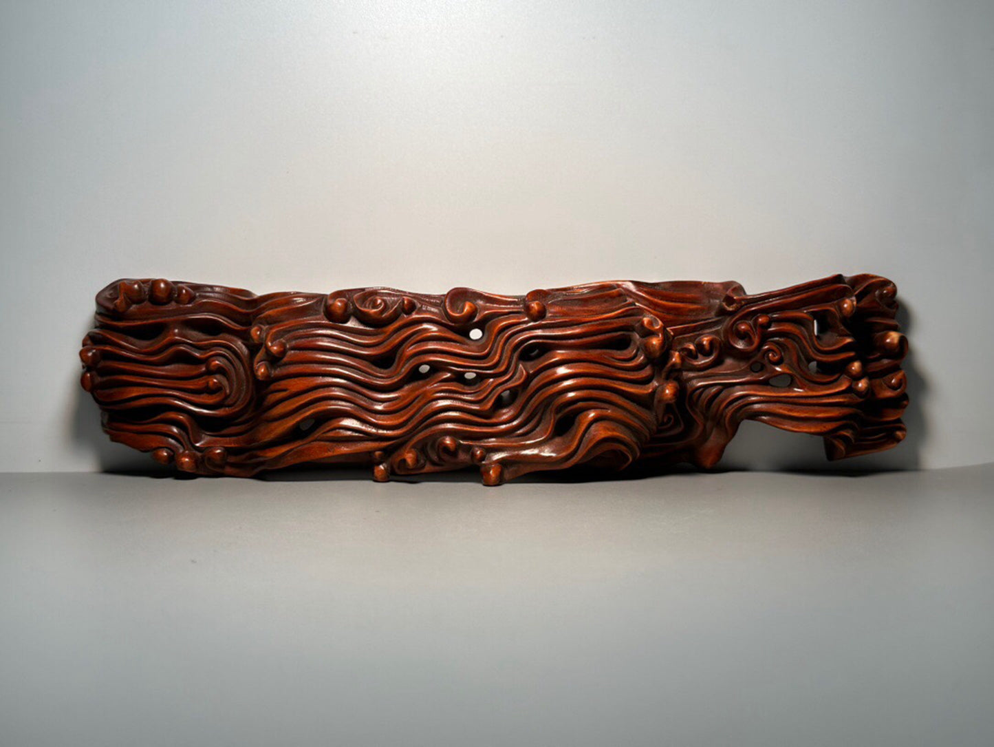 Chinese antique boxwood carving on cloud ink bed