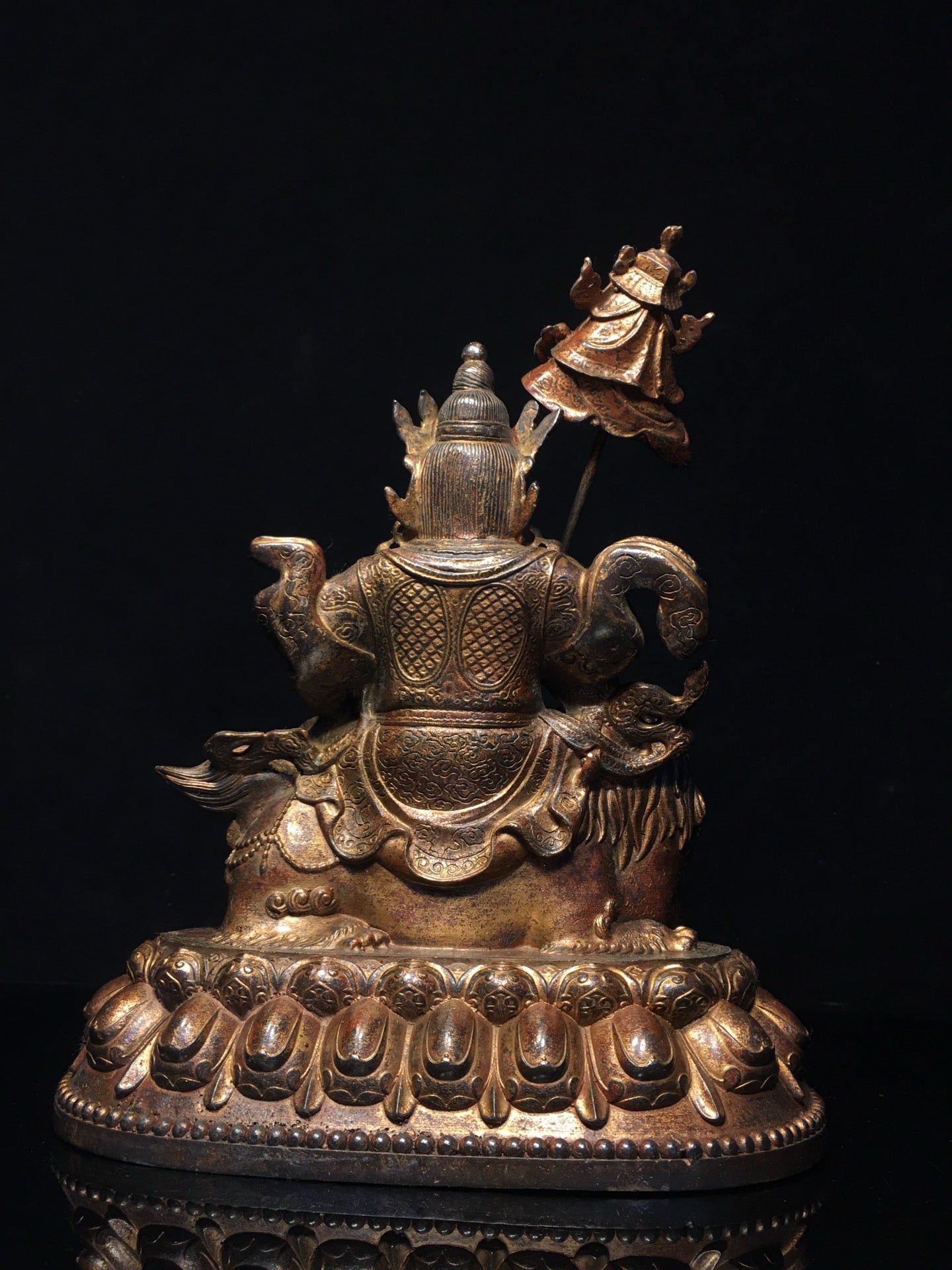 Chinese Antique Pure Copper Treasure Heavenly King Buddha Statue