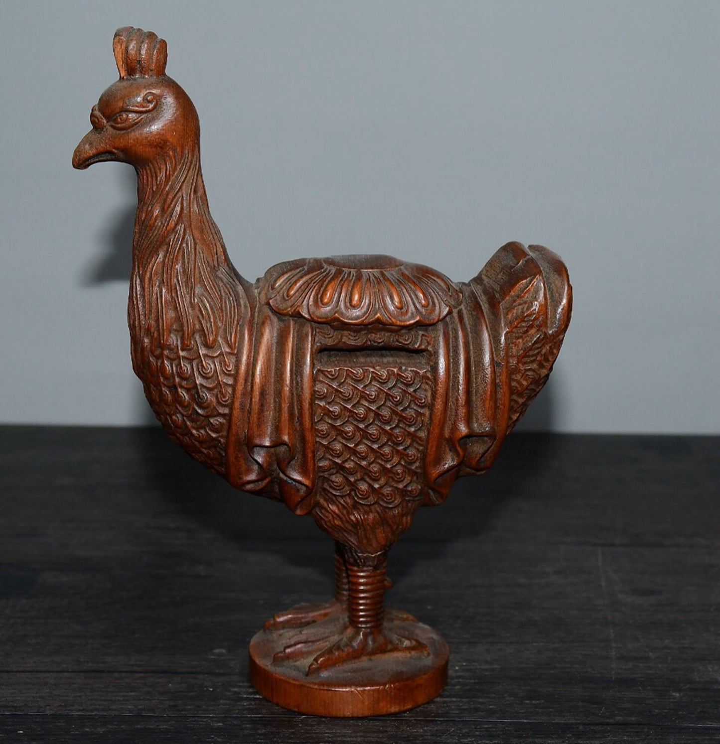 Chinese antique boxwood chicken ornament
