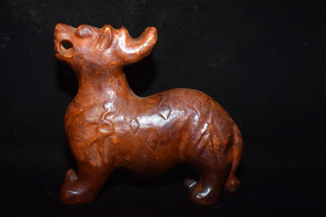 Chinese Antique Old Jade Qilin