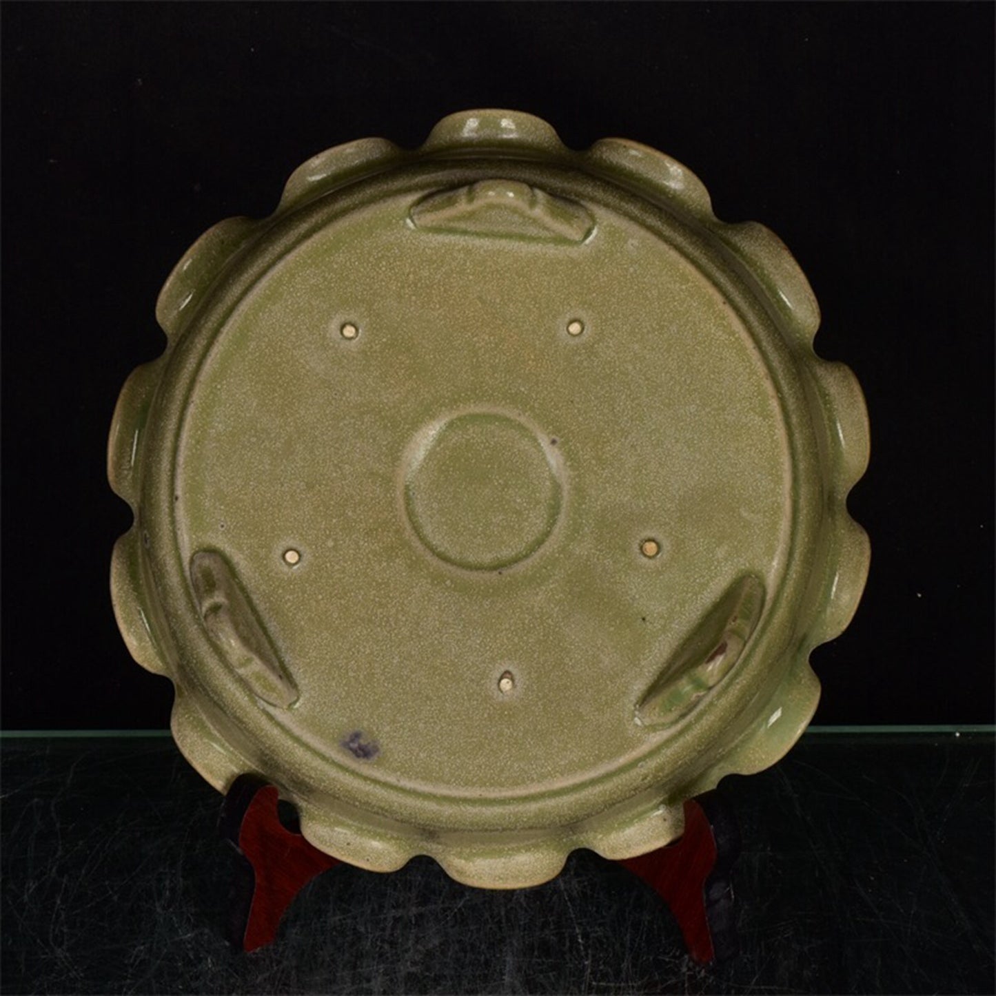 Chinese antique Ru porcelain relief flower mouth three foot wash