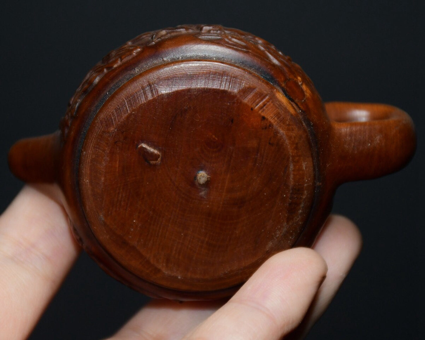 Chinese antique small leaf boxwood eight steed handle and teapot handle piece