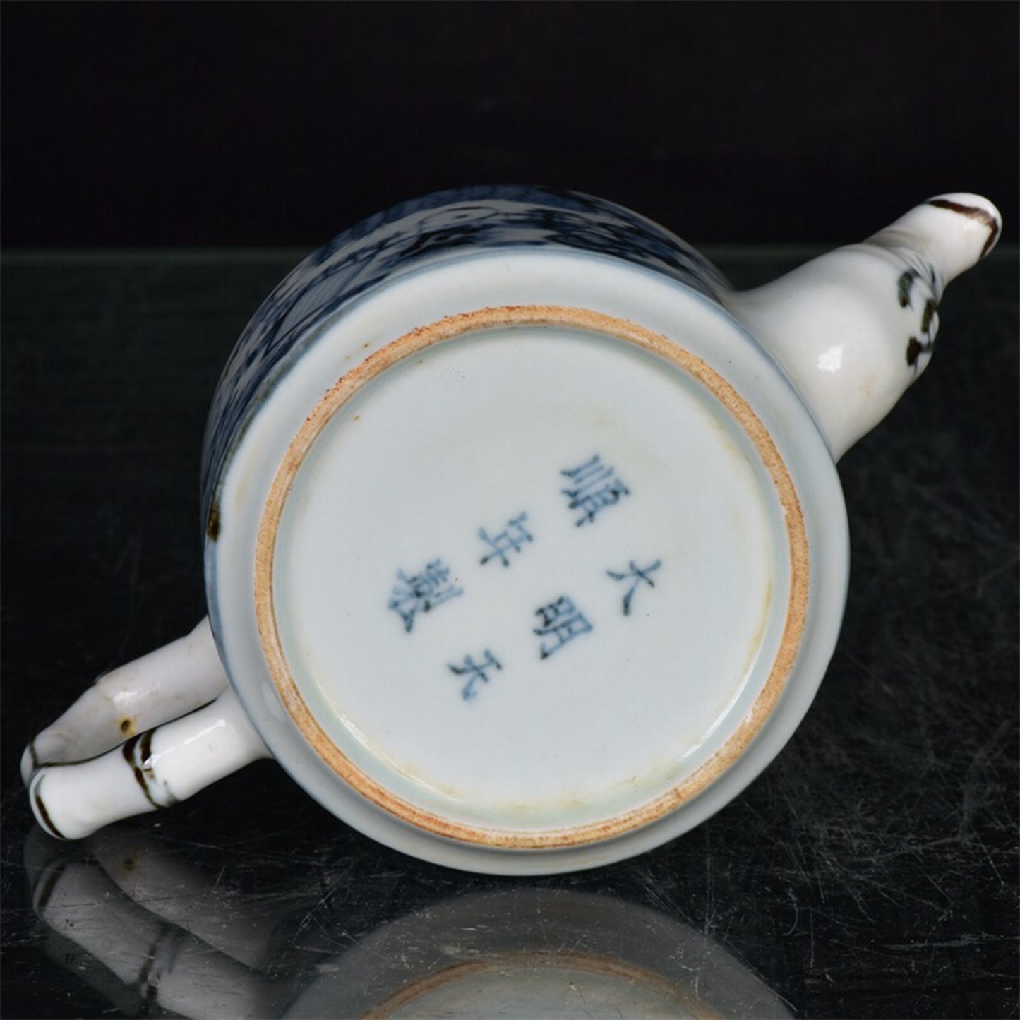 Chinese antique blue and white character story patterned teapot