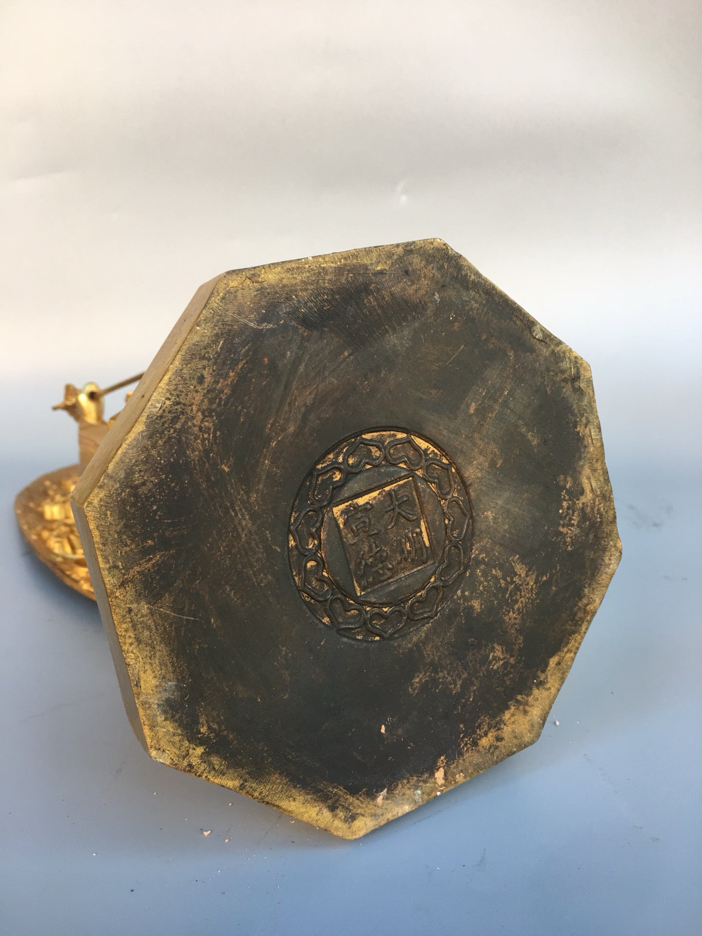 Chinese Antique Pure Copper Earth Treasure Bodhisattva Buddha Statue