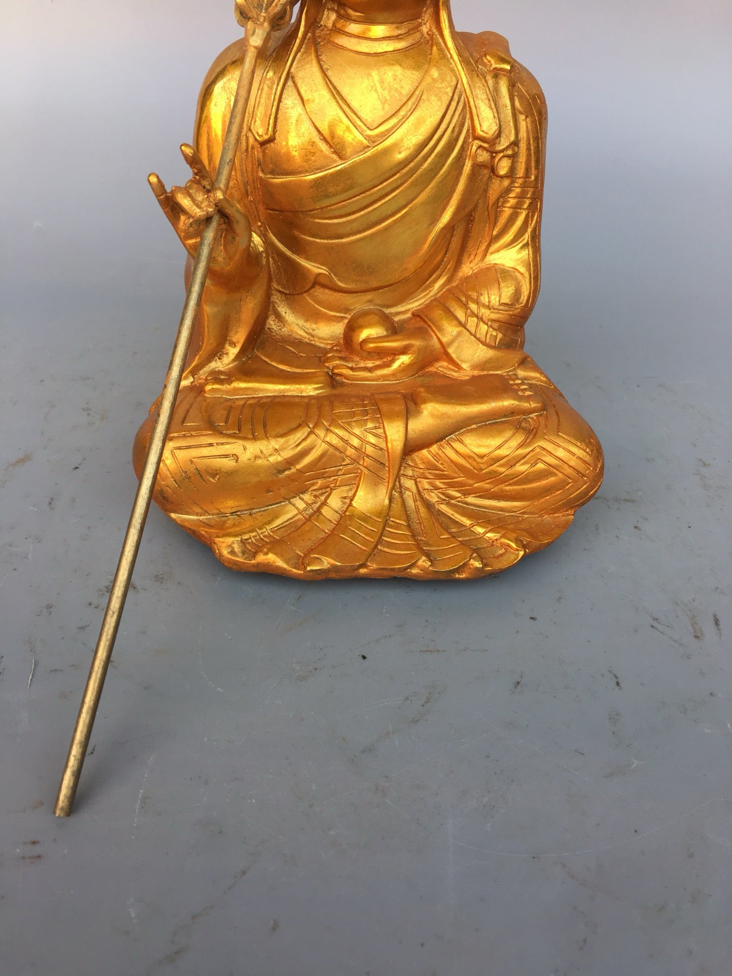 Chinese Antique Pure Copper Earth Treasure Bodhisattva Buddha Statue
