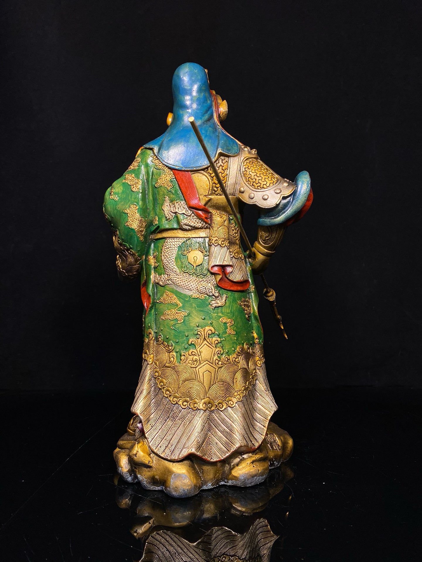 Chinese antique pure copper painted Guan Gong