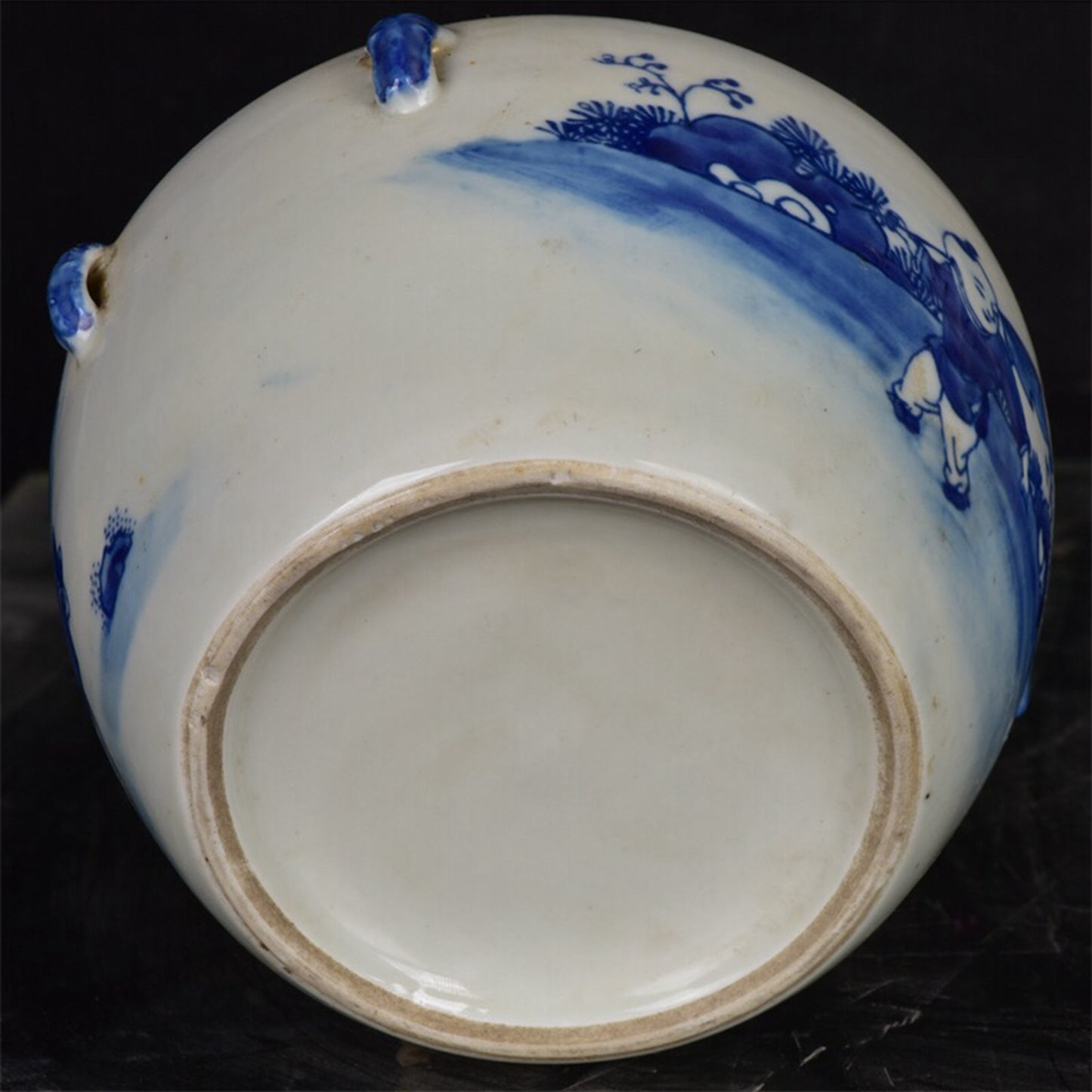 Chinese antique blue and white figure story pattern four series Congee jar lid