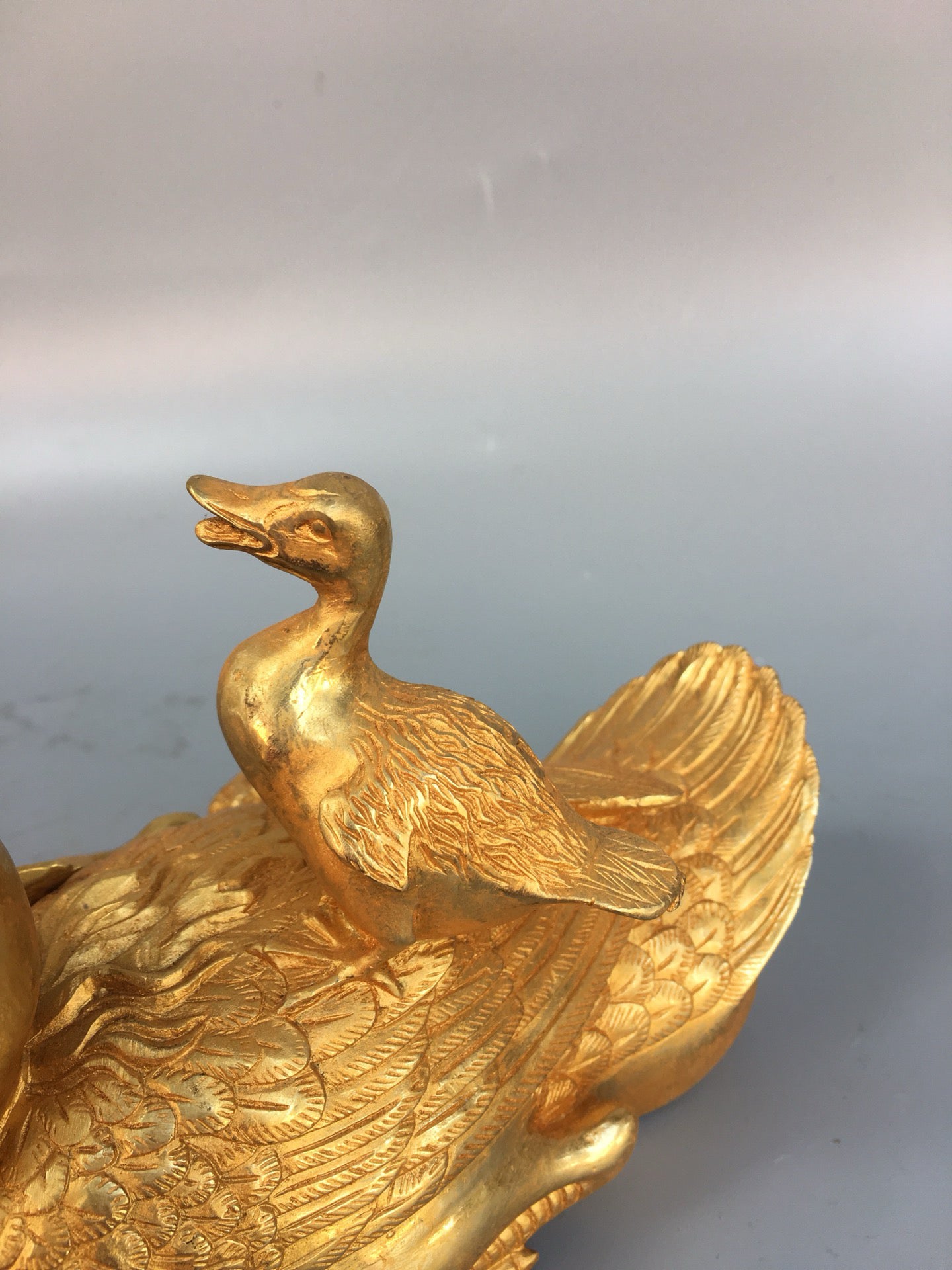 Chinese Antique Bronze Gilded Mandarin Duck