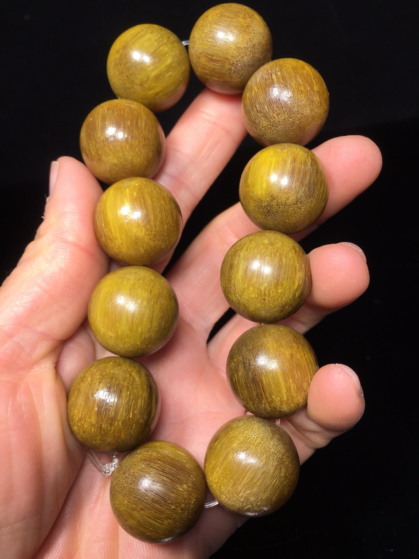 Chinese antique rhinoceros horn round bead bracelet