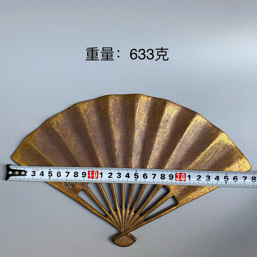 Chinese antique pure copper phoenix fan