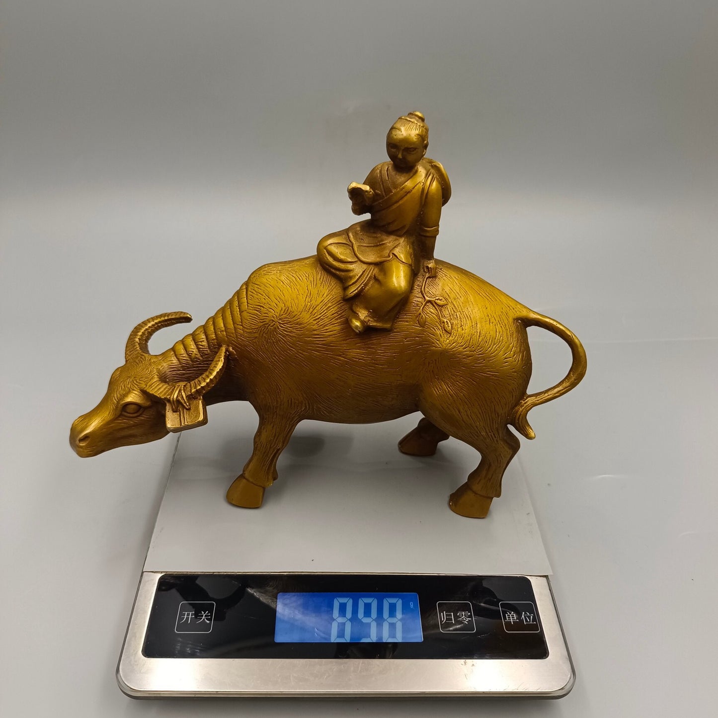 Chinese antique shepherd boy riding bull bronze ornament
