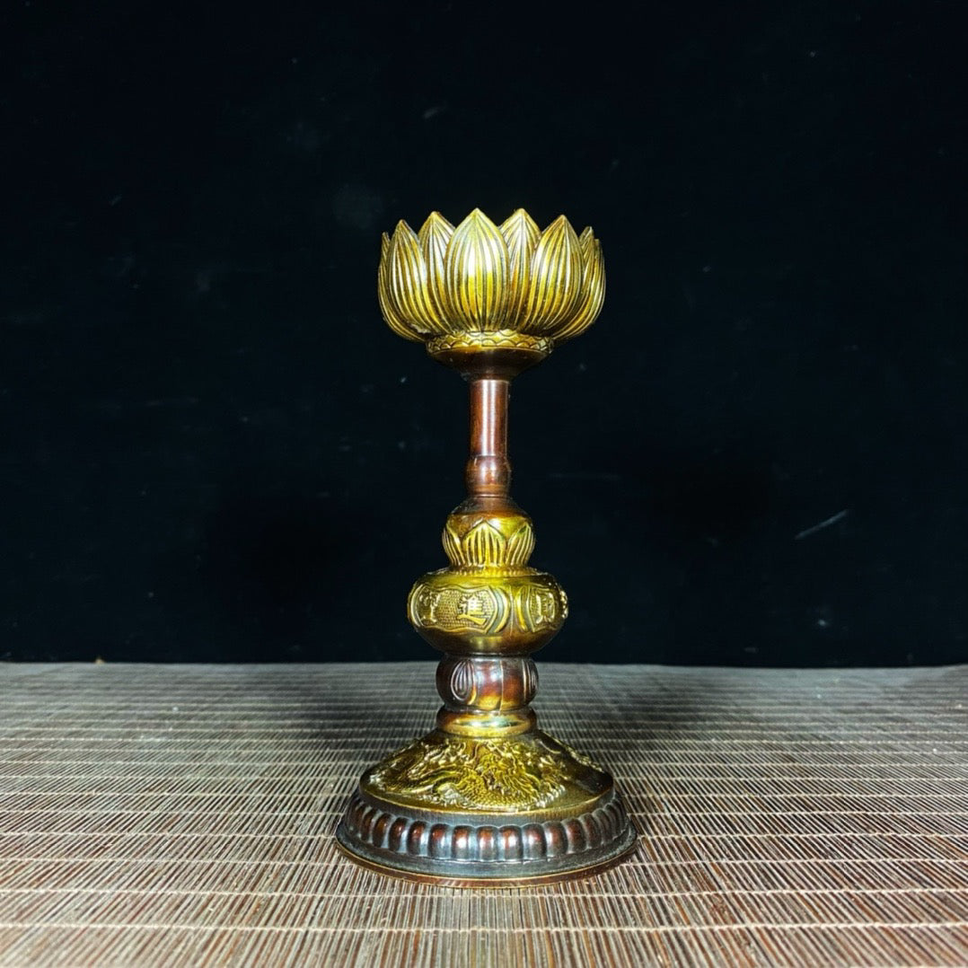 A pair of pure copper lotus wax platforms for attracting wealth and treasures