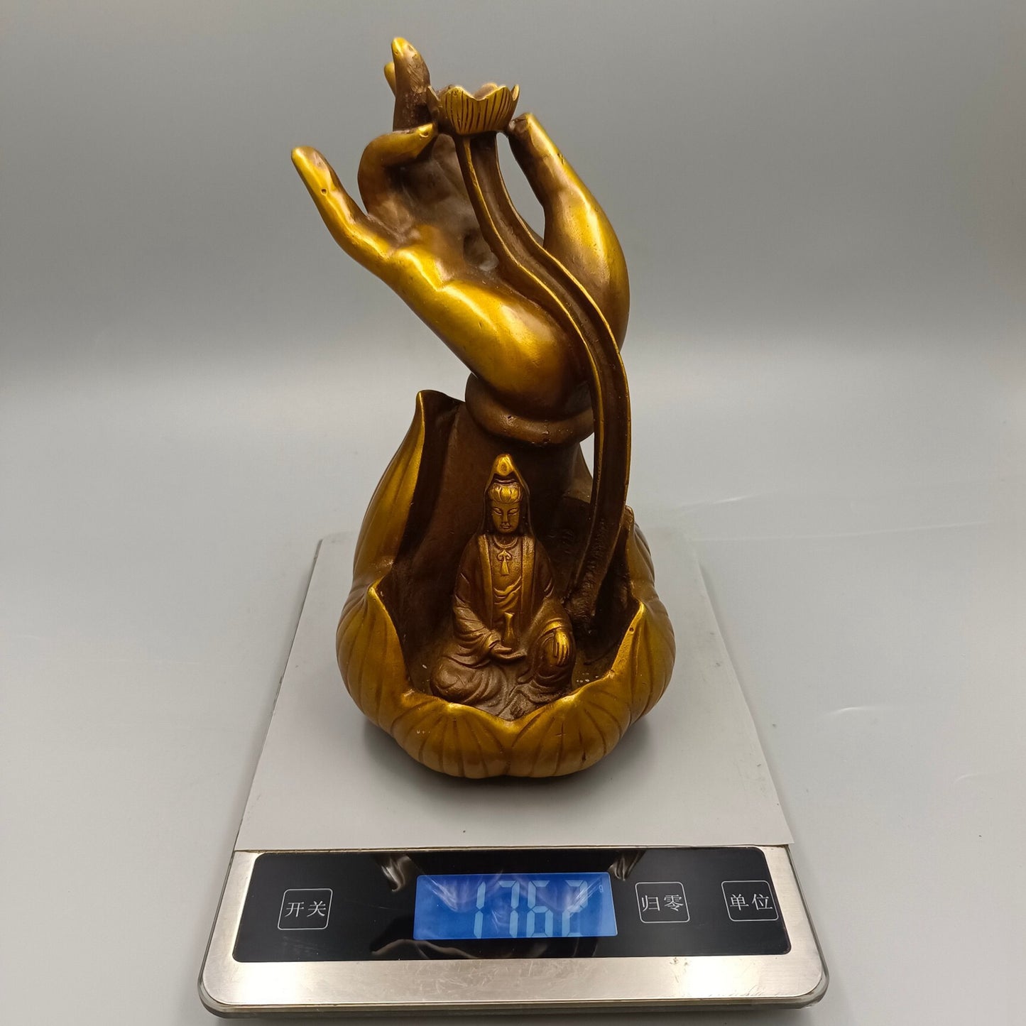 Chinese Antique Guanyin Holy Hand Lotus Flowing Back Fragrance