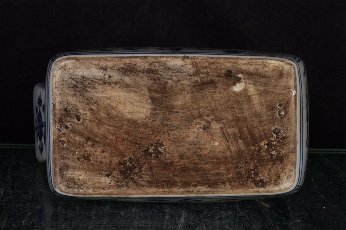 Chinese antique blue and white entangled branch dragon patterned square night pot