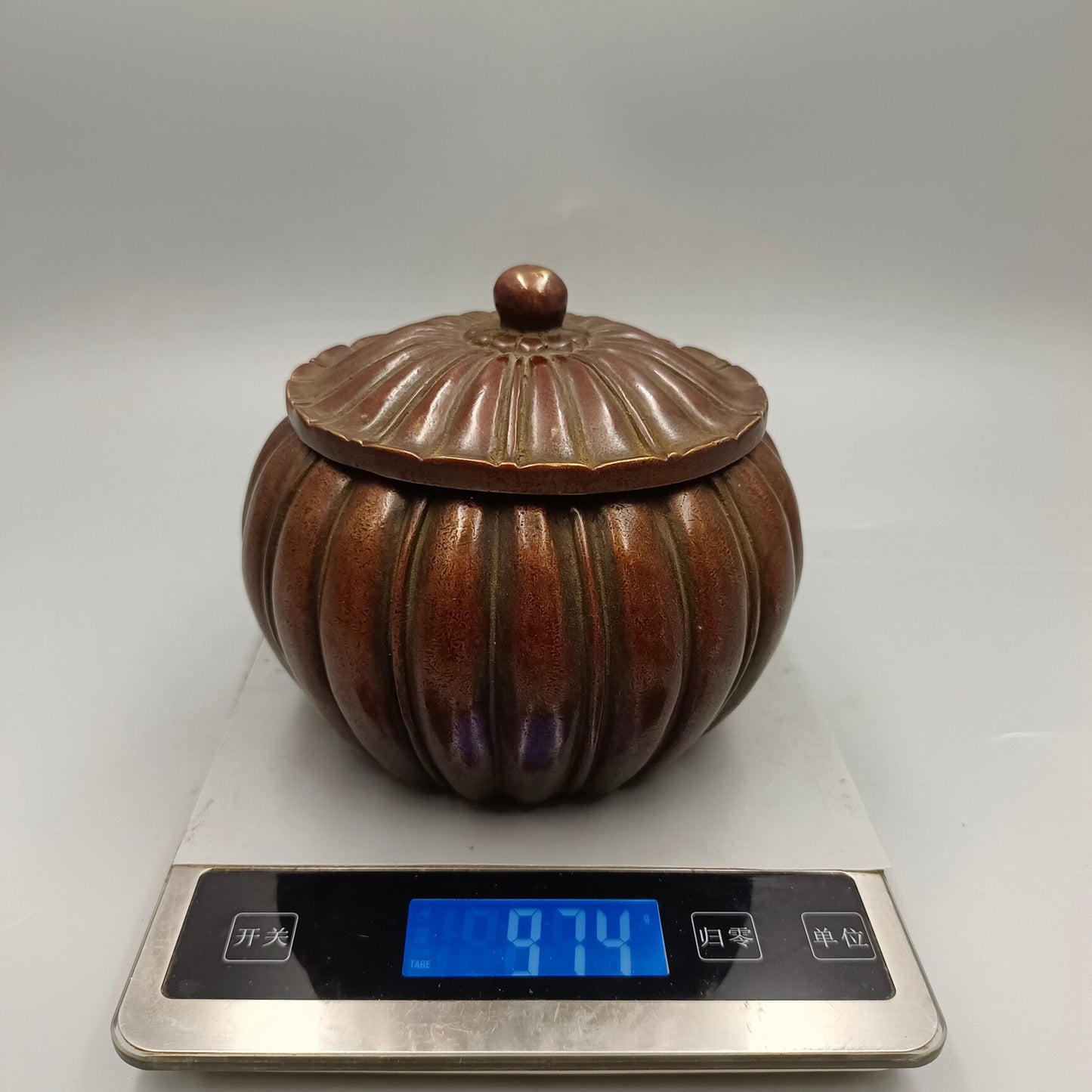 Chinese antique pumpkin copper jar