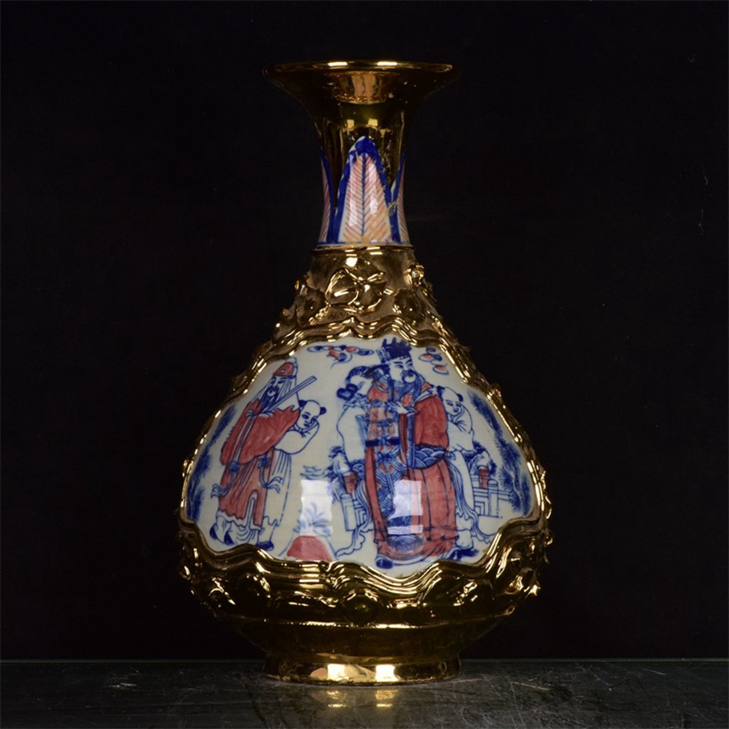 Chinese Antique Character Story Pattern Jade Pot Spring Bottle
