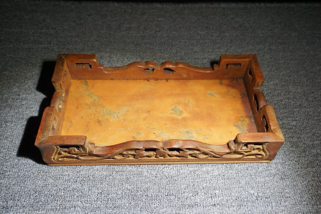 Chinese antique rosewood inlaid with peculiar stone base