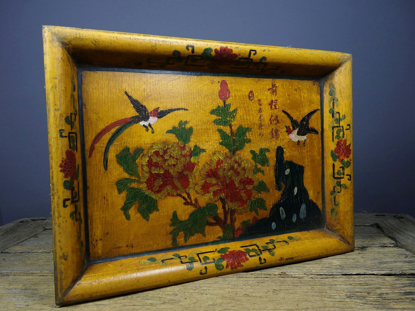 Wooden lacquerware painted plates and tea plates