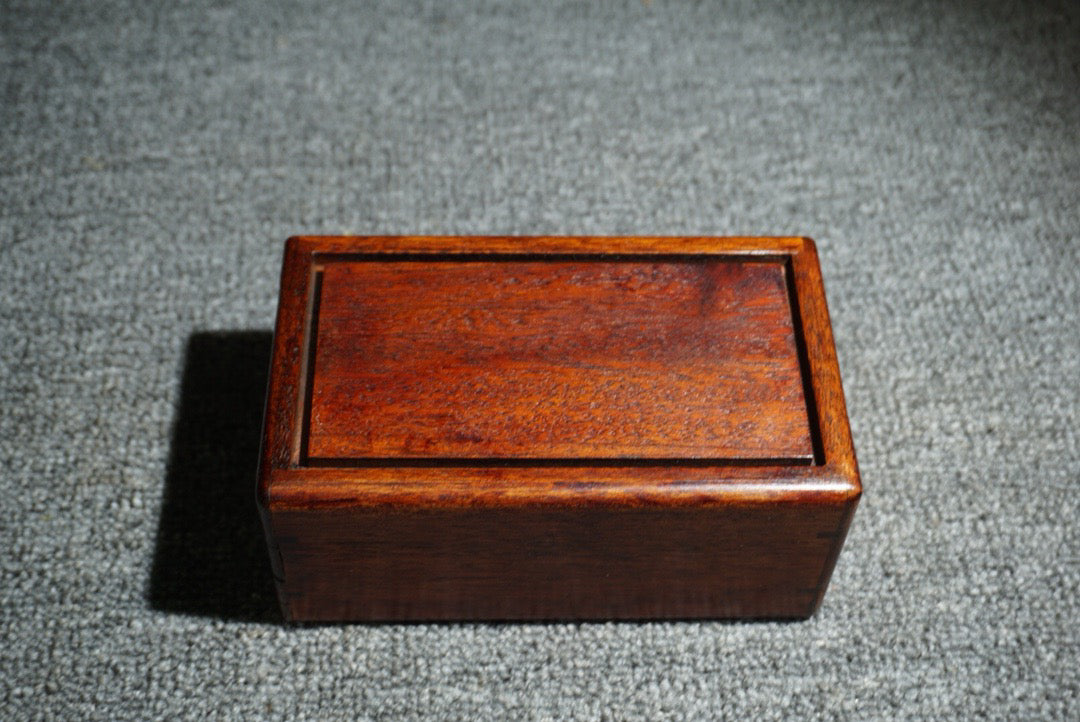 Chinese antique rosewood inlaid shell small mechanism box