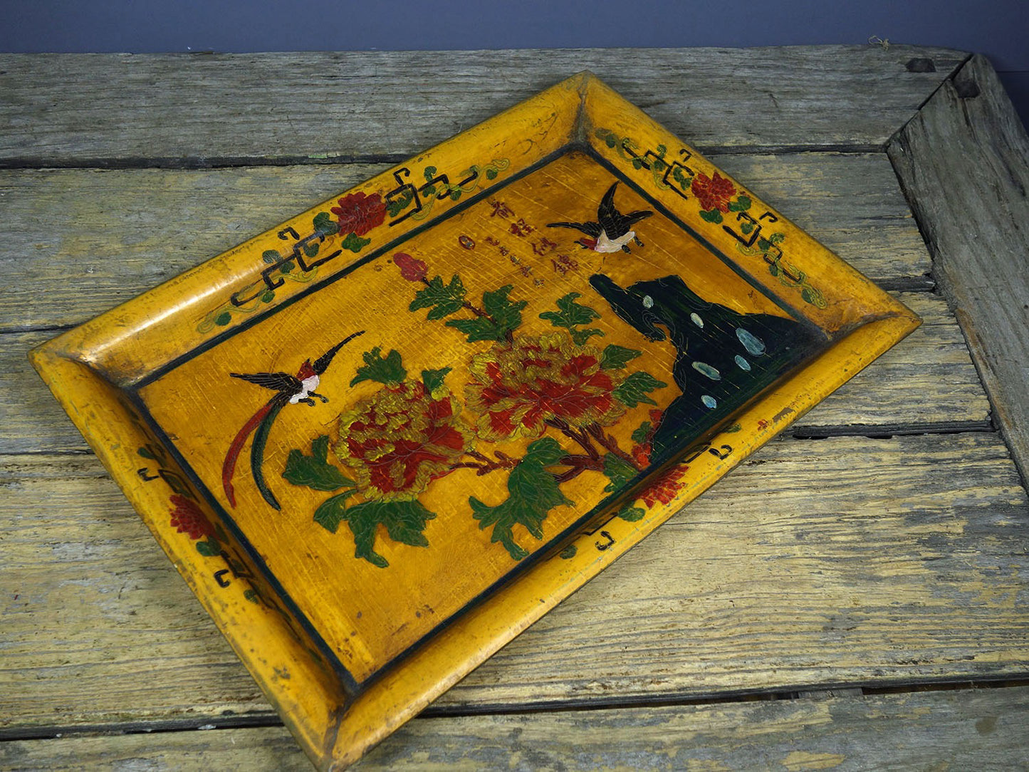 Wooden lacquerware painted plates and tea plates