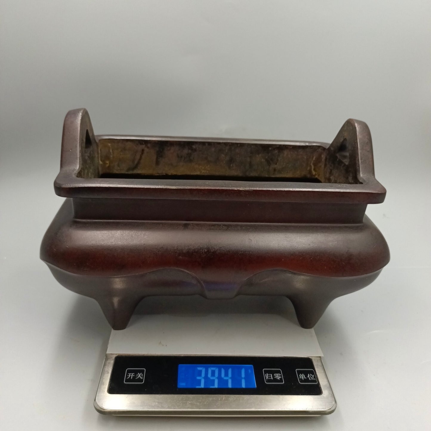 Chinese antique four legged smooth copper tripod