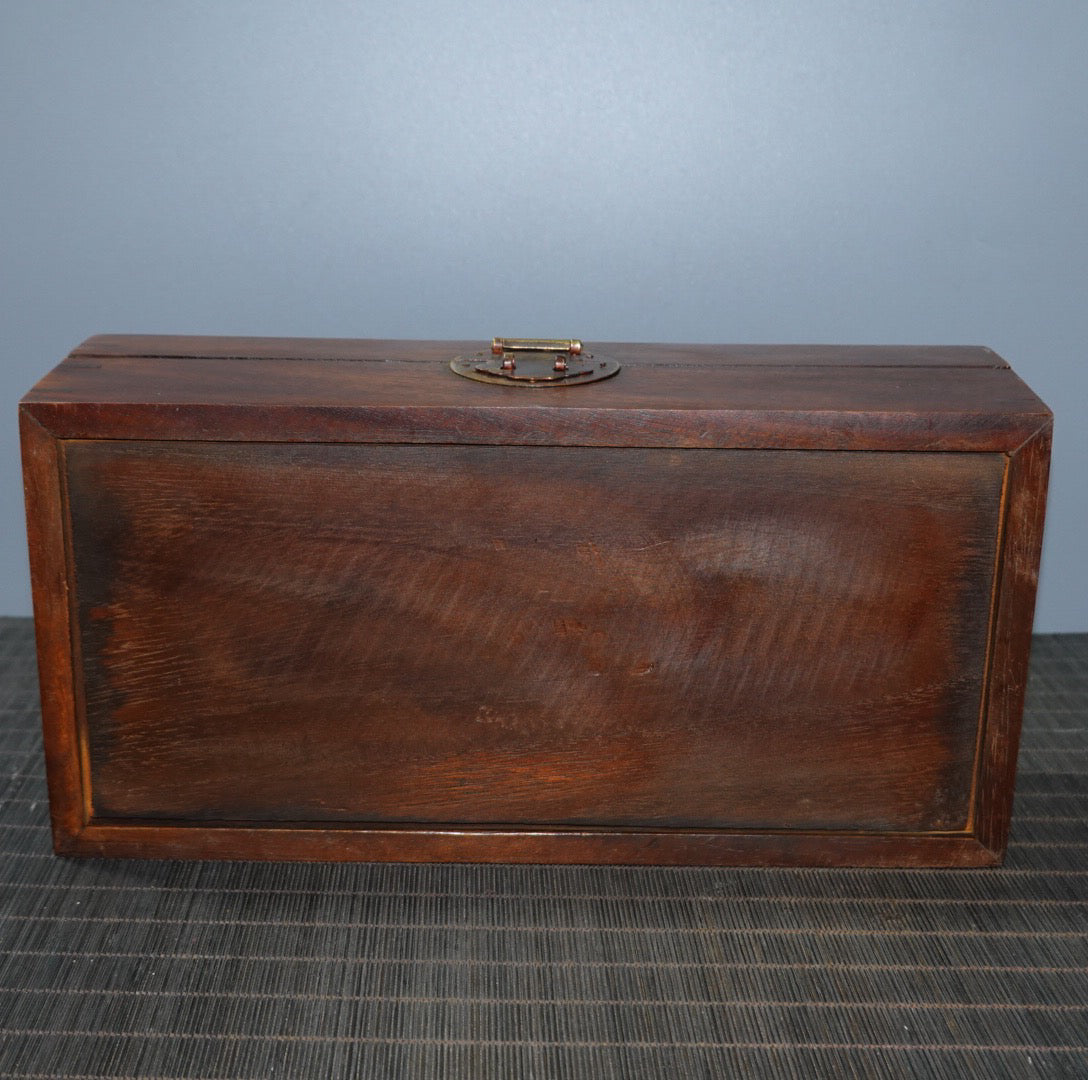 Pear wood inlaid gemstone jewelry box