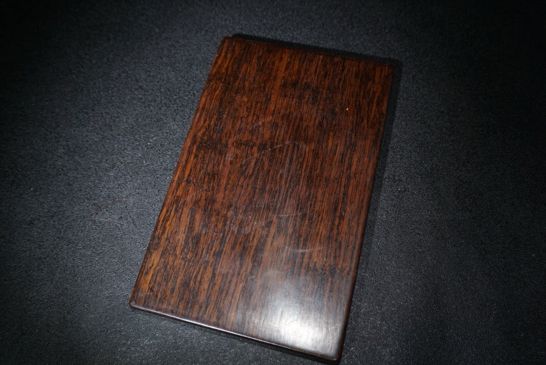 Chinese antique rosewood inlaid bamboo yellow inkstone