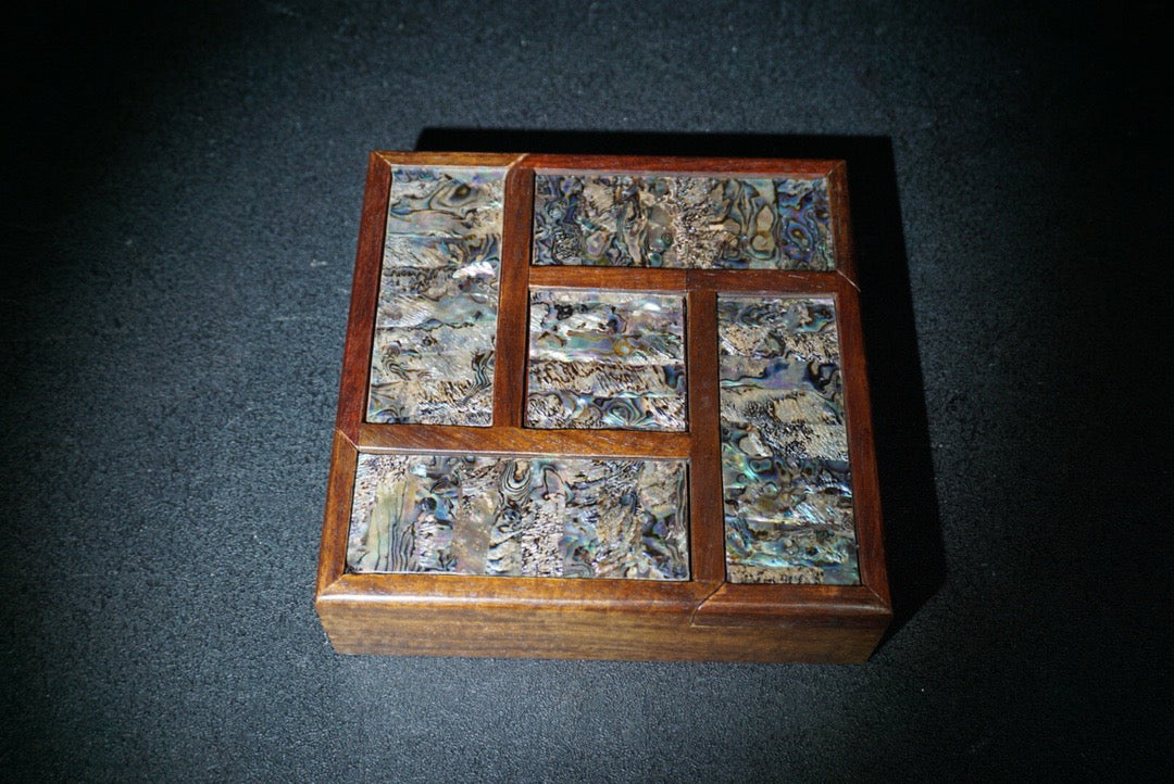 Chinese antique rosewood five open jewelry box