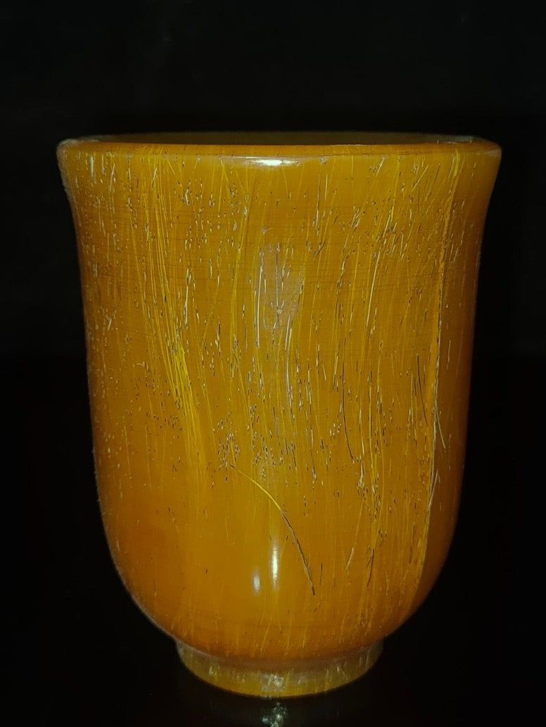 A pair of Chinese antique ox horn cups