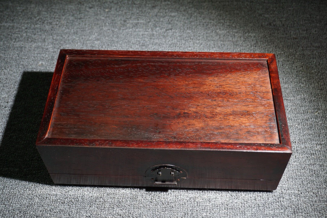 Chinese antique rosewood inlaid gemstone box