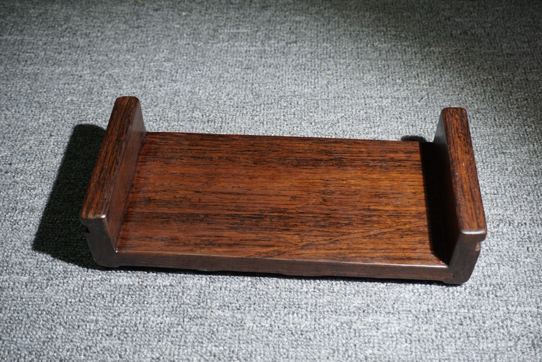 Chinese antique ebony inlaid bamboo spring ink bed