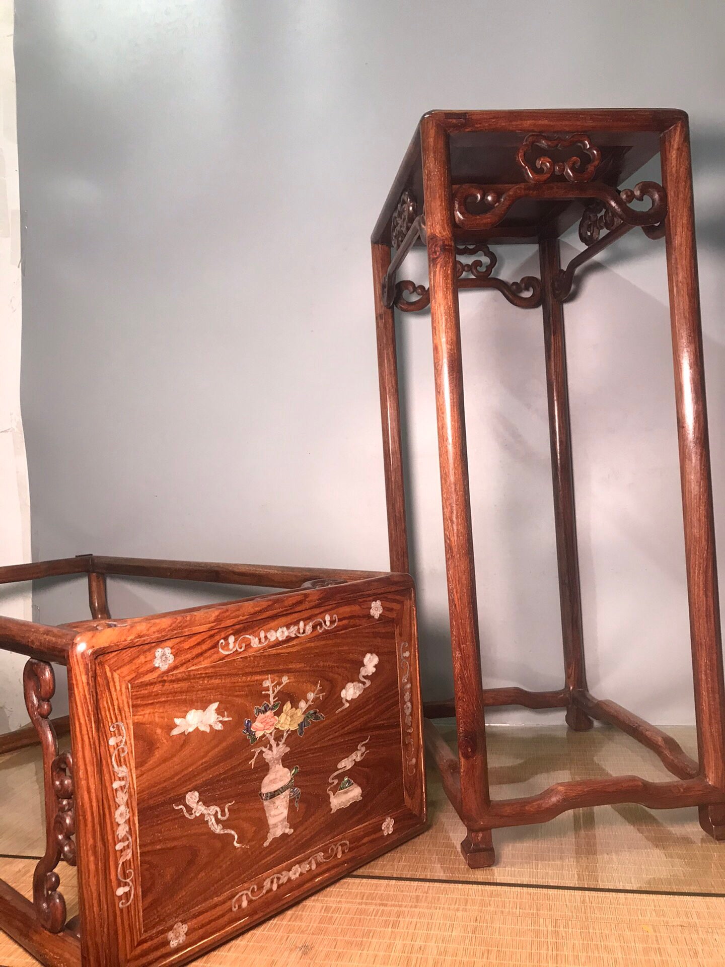 Chinese antique pear wood flower rack