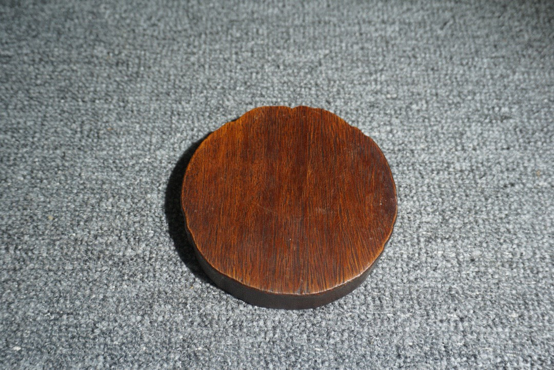 Chinese antique rosewood inlaid shell round base