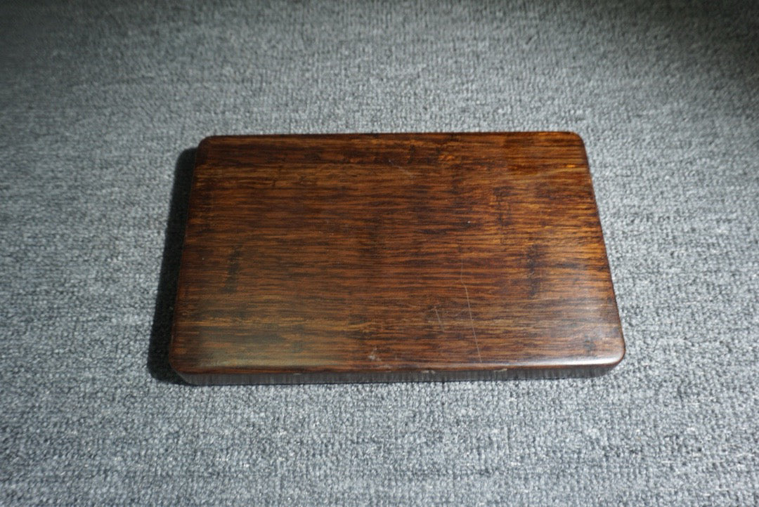Chinese antique sandalwood inlaid bamboo spring inkstone