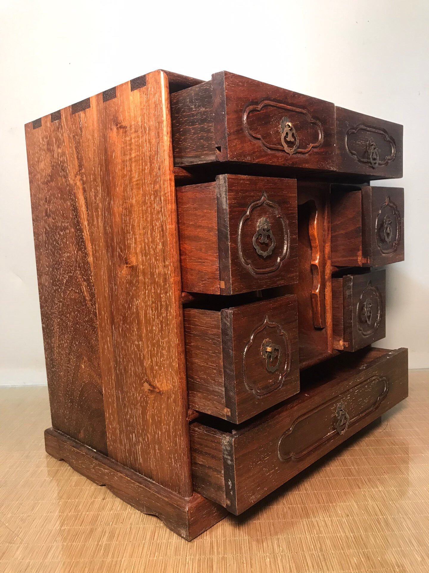 Chinese antique rosewood multi drawer Buddhist cabinet