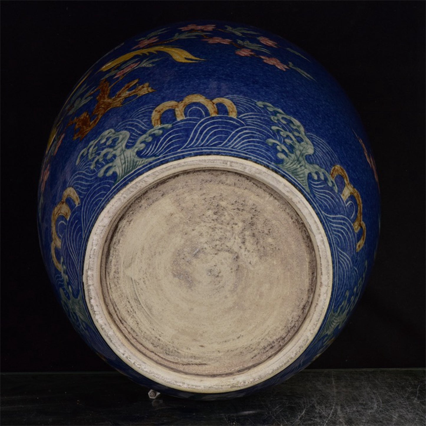 Chinese Antique Snowflake Blue Joyful Eyebrow Jar