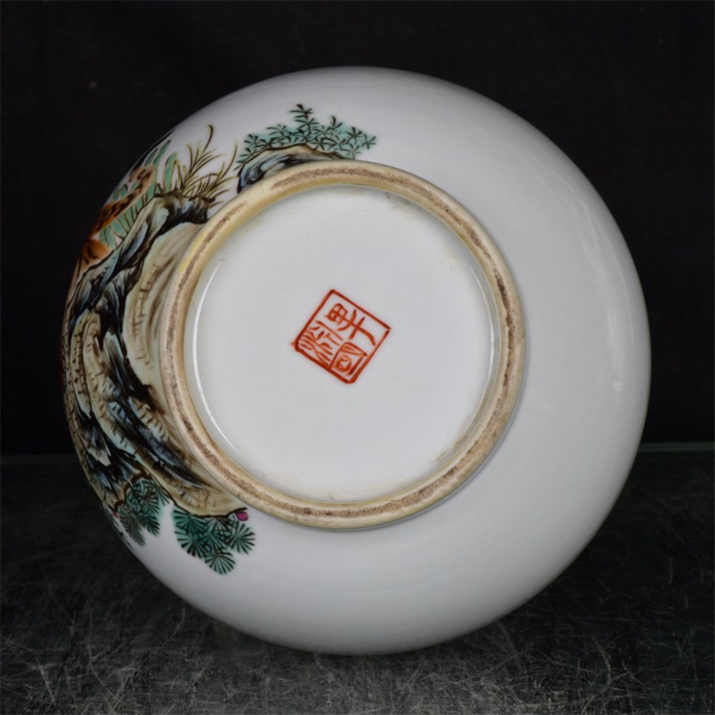 Chinese Antique Mountain and River Pattern Double Eared Deer Head Zun