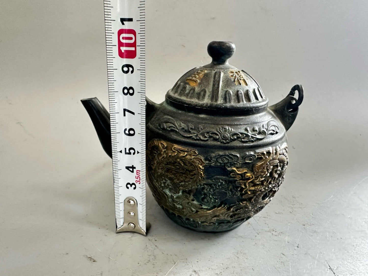 Pure copper gilded dragon and phoenix teapot