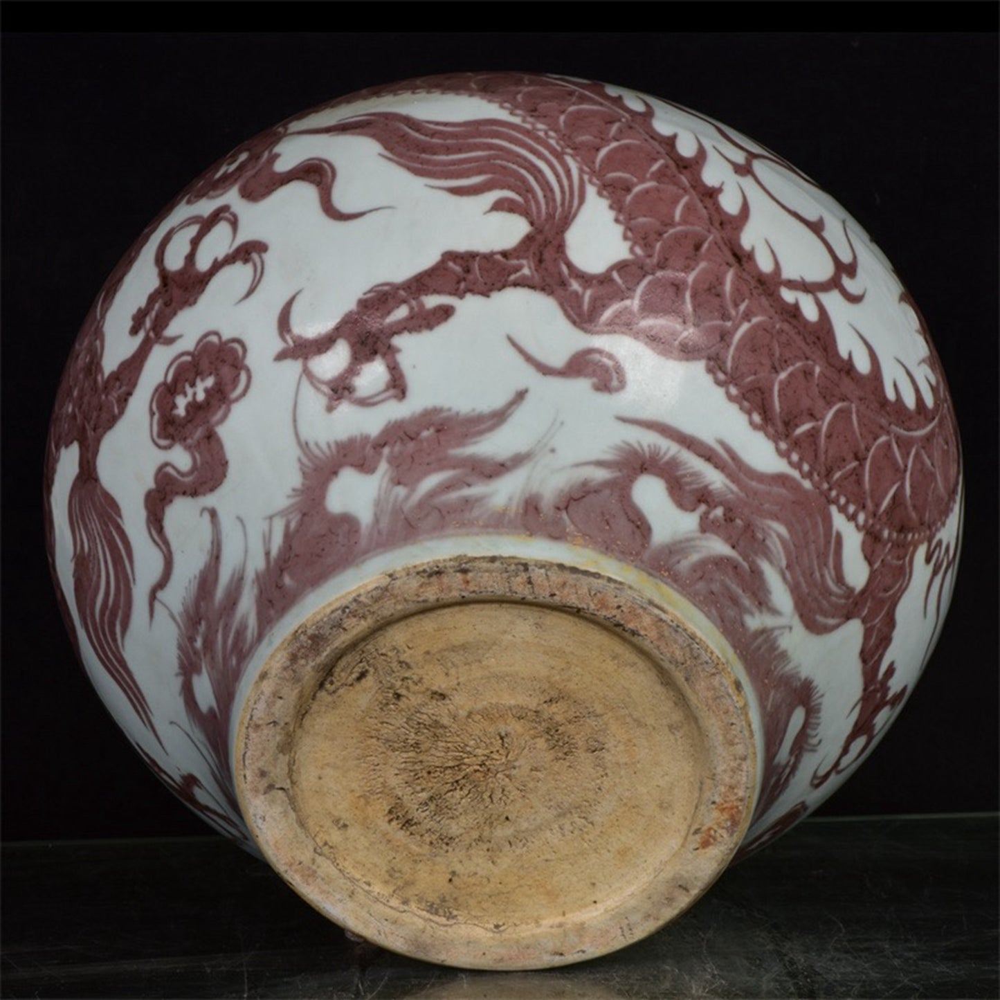 Chinese antique glazed red dragon patterned jars