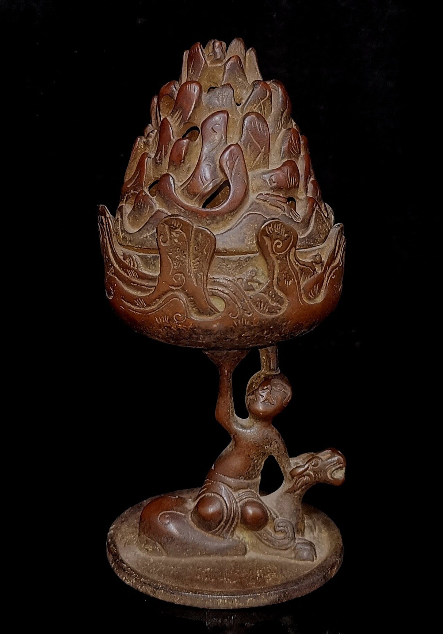 Chinese antique pure copper incense burner