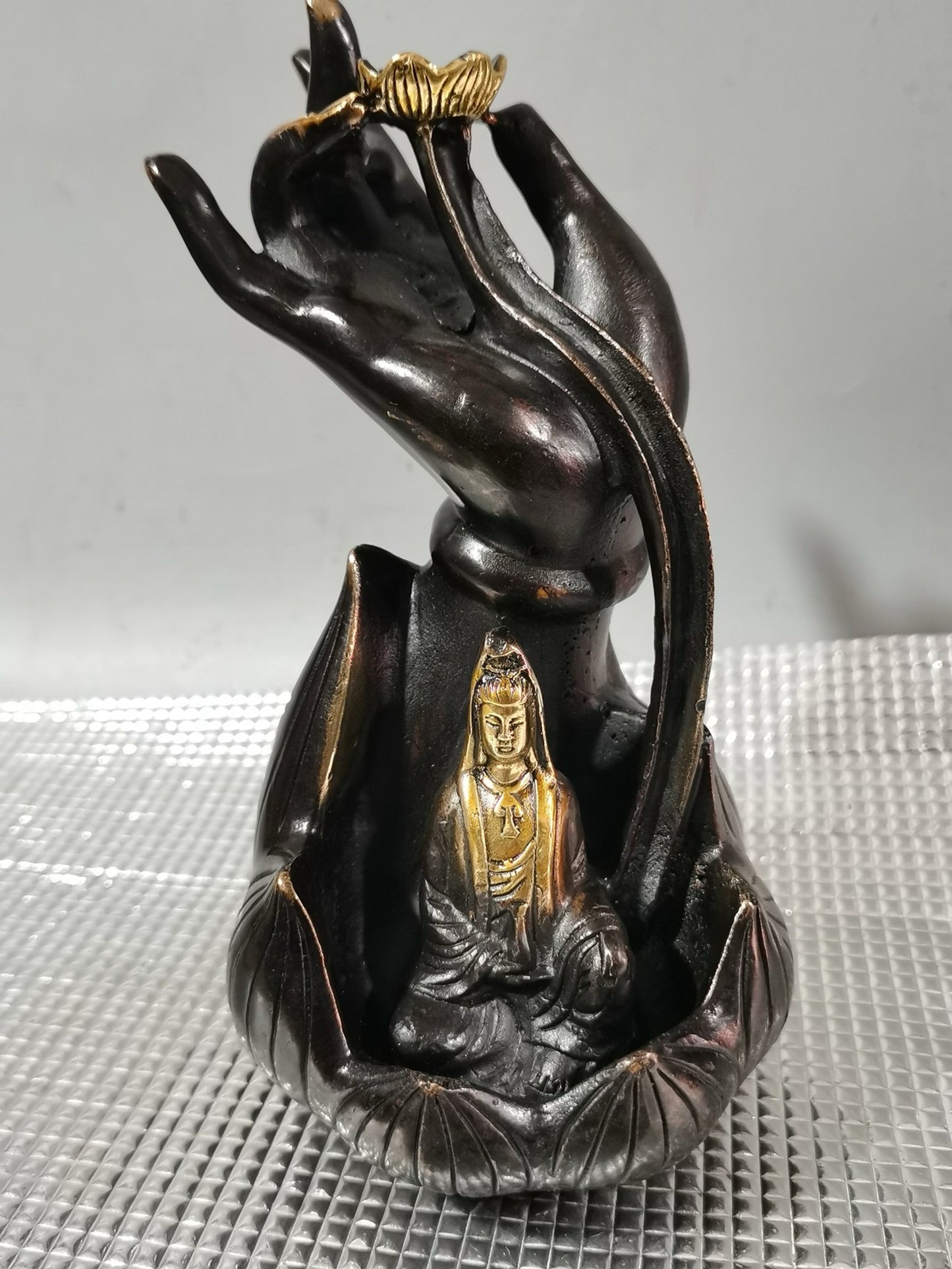 Copper Buddha Hand Lotus Guanyin