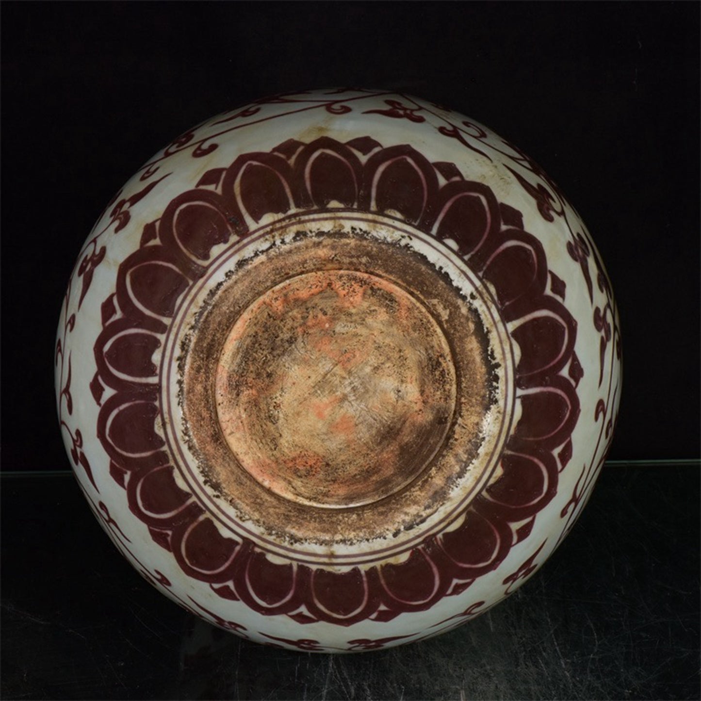 Chinese antique underglaze red entangled branch floral pattern gourd vase