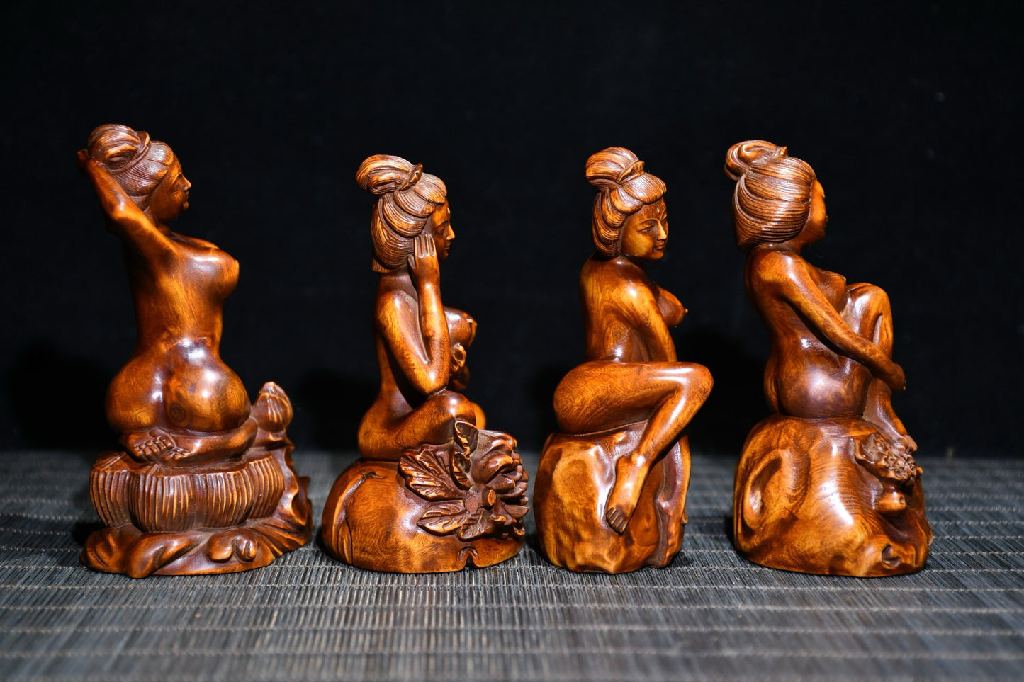 Four Beauties Carved with Huangyang Wood Precision